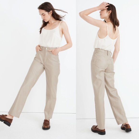 Madewell Pants - MADEWELL The Perfect Vintage Straight Jean Faux Leather Pumice Beige Size 27